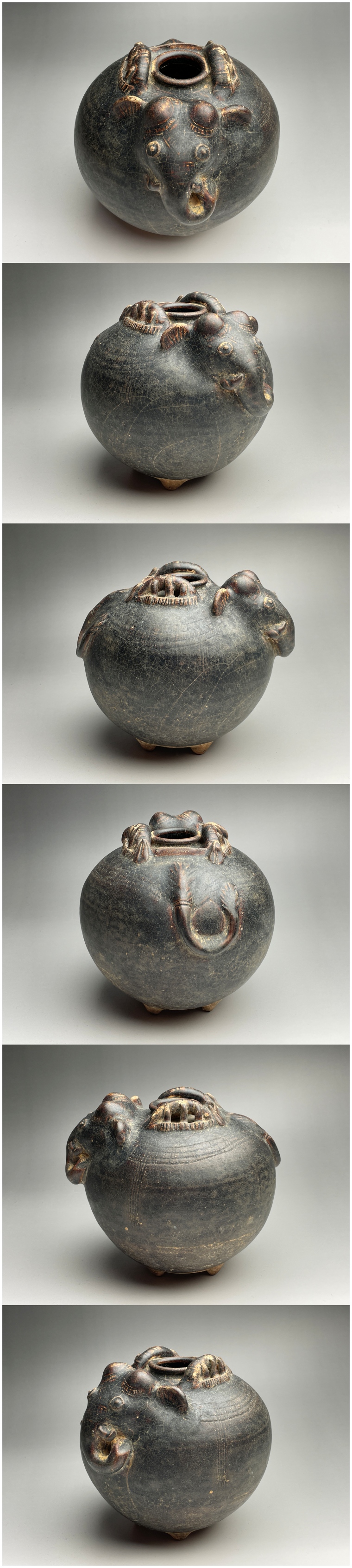 古美術 猫 - クメール黒褐釉象形壺 | 古美術品専門サイト fufufufu.com