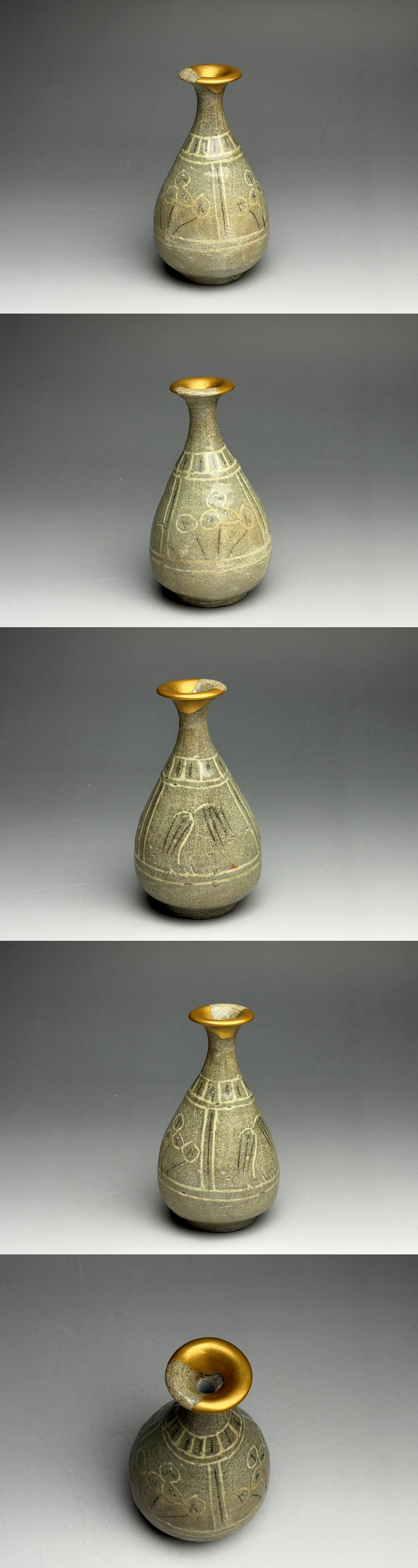古美術 猫 - 青磁象嵌花柳文徳利 | 古美術品専門サイト fufufufu.com