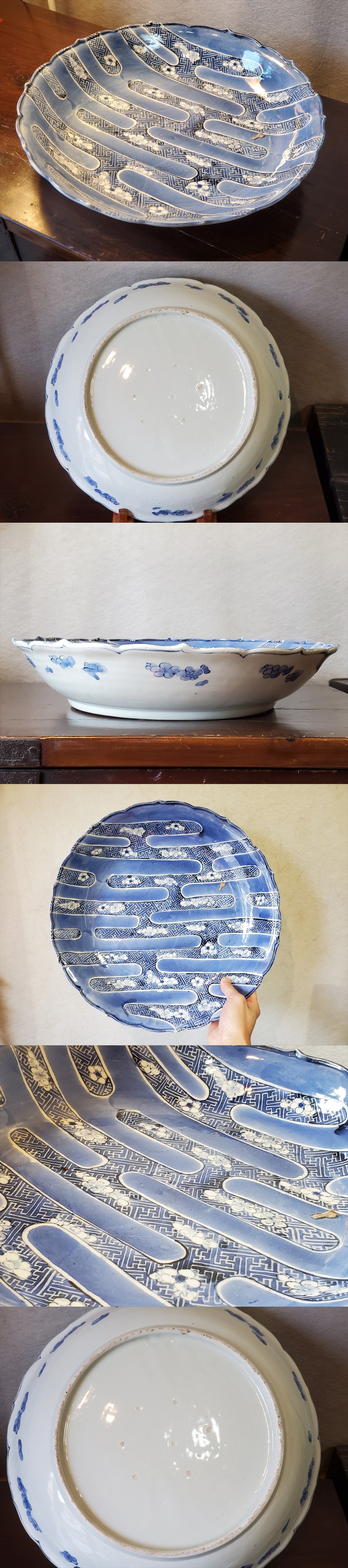 古美術長陽堂 - 伊万里観世水梅花紗綾文尺寸皿 | 古美術品専門サイト