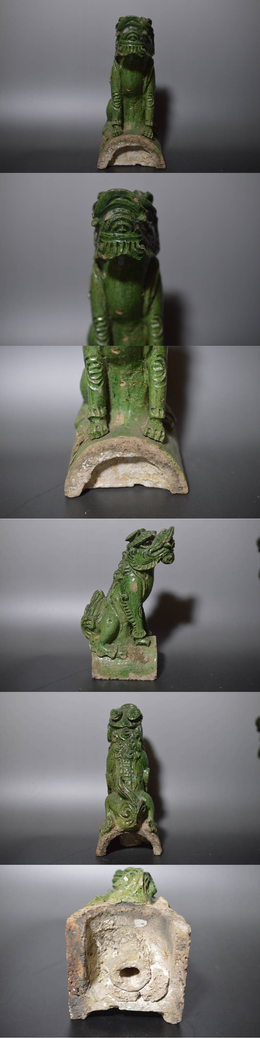 讃岐今昔 - 中国緑釉獅子飾り筒瓦 | 古美術品専門サイト fufufufu.com
