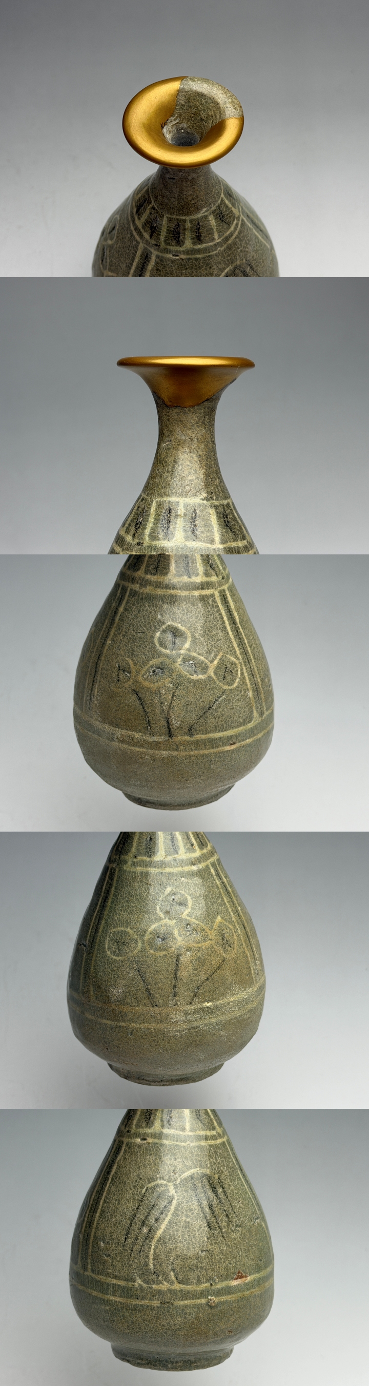 古美術 猫 - 青磁象嵌花柳文徳利 | 古美術品専門サイト fufufufu.com